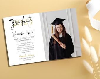 Photo Graduation Thank You Card: Class of 2026, Editable Template