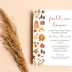 Fall Bridal Shower Invitation, Fall Bridal Shower Invitation Template, Autumn Bridal Shower Invitation, Fall in Love Bridal Shower Invite