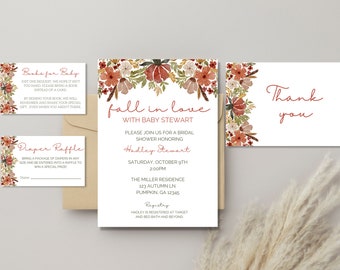 Fall Pumpkin Baby Shower Invitation Set (Printable)