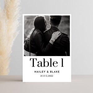 Wedding Table Numbers Template with Photos, Digital Download, Instant, Editable, Table Numbers for Wedding, Photo Table Numbers, Canva
