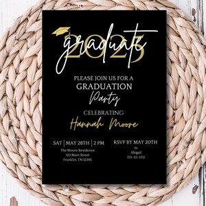 Graduation Invitation Template, Graduation Announcement, Graduation Party Invitation, Class of 2025, Printable, Editable, Canva
