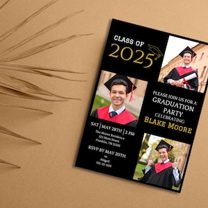 Graduation Digital Invitation Template, Grad Announcement, Graduation Party, Graduation Invite, Boy, 2025, Photo, Editable, Instant Download