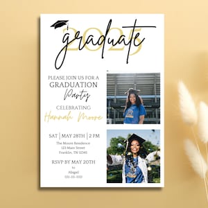 Graduation Digital Invitation Template, Grad Announcement, Graduation Party, Graduation Invite, Class of 2025, Editable, Instant Download