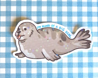 Holographic Seal Vinyl Sticker: Funny Animal Pun Laptop Decal