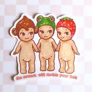 Holographic Sonny Angel Vinyl Sticker: Meme Laptop Decal