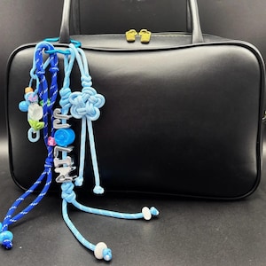Cool blue Knot Rope Bag Charms For Purse,ustom name charm,Stylish Bag Charm,Y2k Rope Purese Charm Bag Keychain Accessories