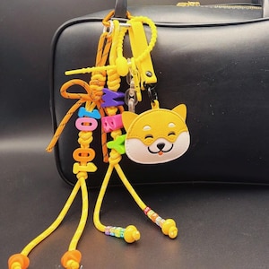cute dog Bag Charms,Stylish Bag Charm,custom name keychain,Y2k Rope yellow Charm Bag Keychain Accessories,kids name keychain