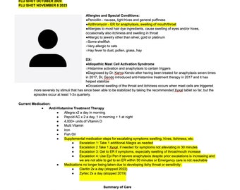 Your Medical Health Summary Sheet Template In Multiple Formats
