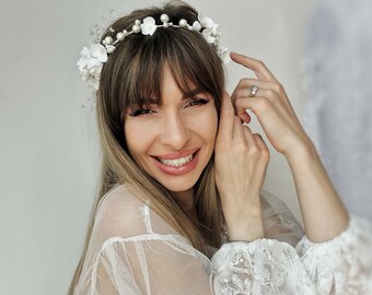 Boho Bridal Hair Vine, Pearl Hair Vine,Delicate Bridal Hairpiece, Simple Pearl Wedding Hair , Flower Vine,Bridal Wreath,Elegant Halo vine