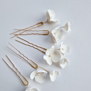 Braut Blume Haarnadeln Porzellan Blume Haarnadeln Boho Brautstifte, Braut Haarschmuck Blumen Haarnadeln etwas blau