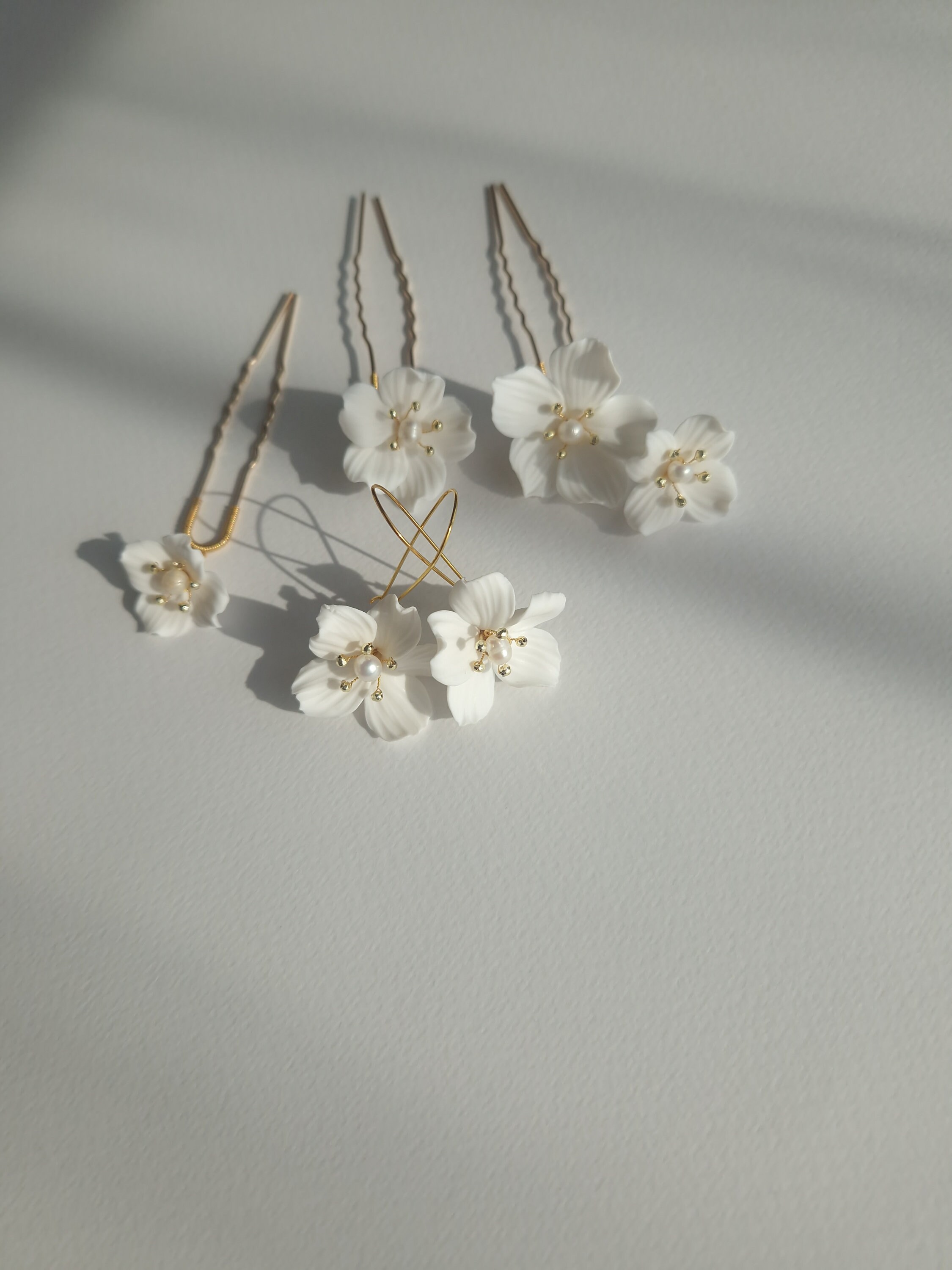 Bridal Flower Hair Pins Set of Hair Pins and Earring Bridal Hair Pins ...