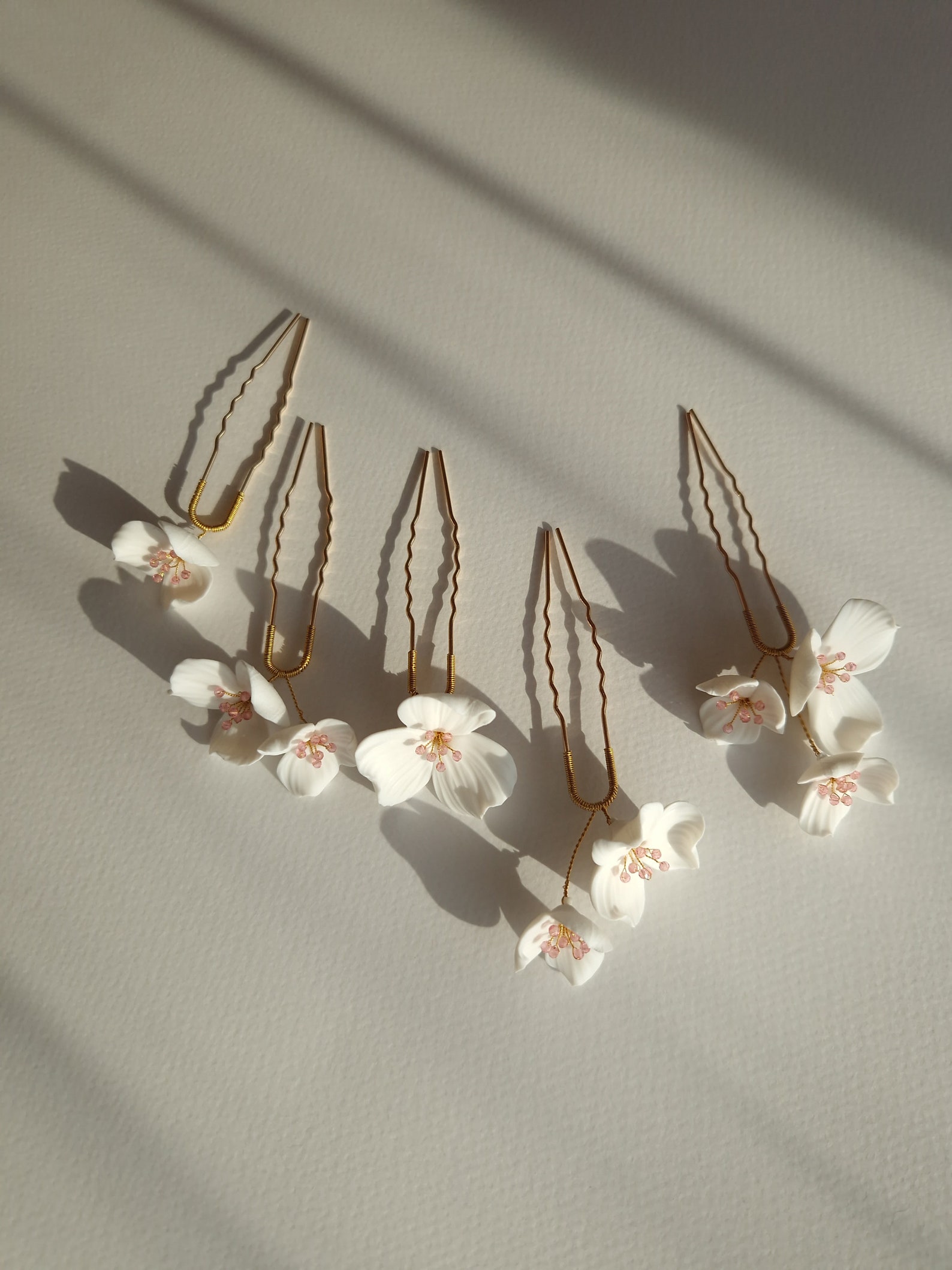 Bridal Flower Hair Pins Porcelain Flower Hair Pins Clay Flower - Etsy