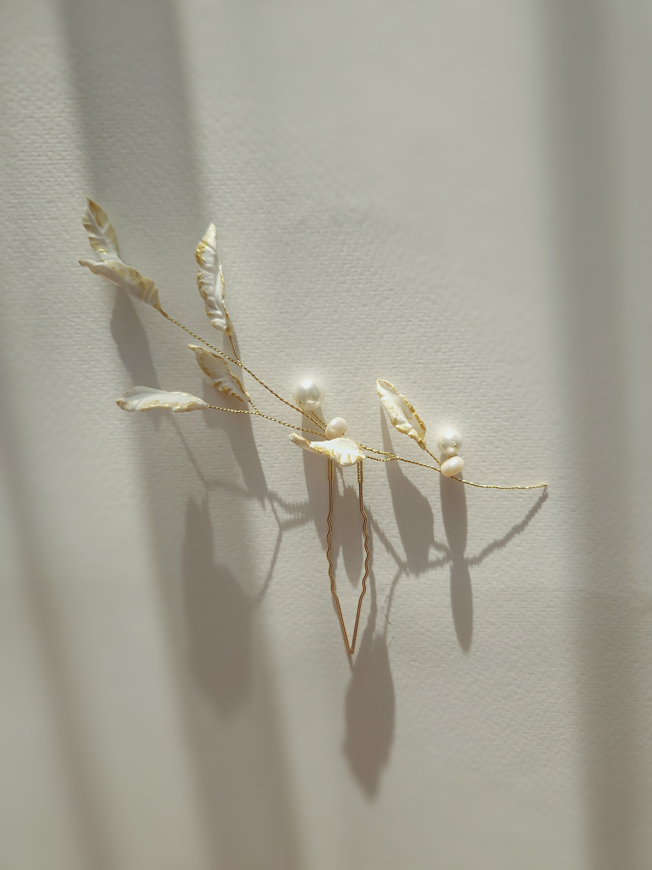 Gold Olive Leaf Hair Pin , Greek Hair Accessories , Bridal Gold Leaf