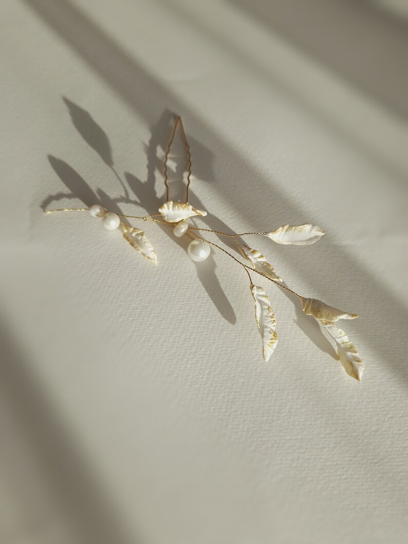 Gold Olive Leaf Hair Pin , Greek Hair Accessories , Bridal Gold Leaf
