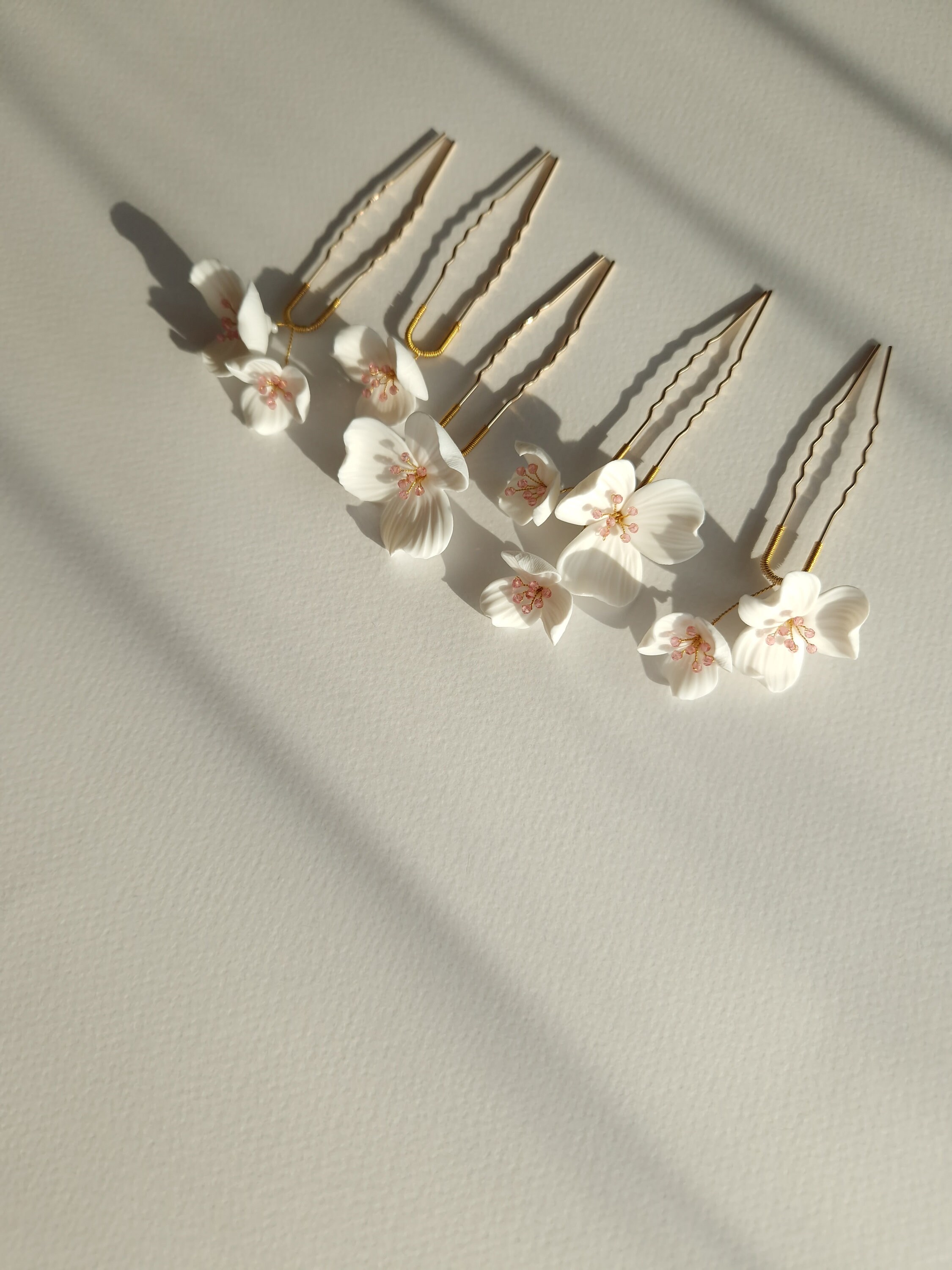 Bridal Flower Hair Pins Porcelain Flower Hair Pins Clay Flower - Etsy
