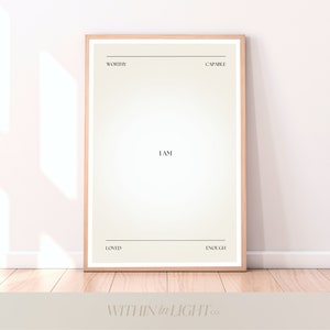 Affirmation wall art, Spiritual Poster, Spiritual Wall Art, Trendy Wall Art, Minimalist Modern Wall Decor, Printable Art, I am affirmantions