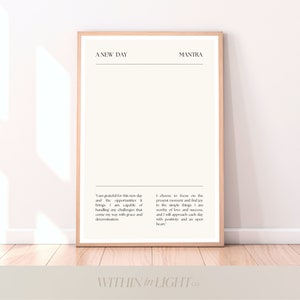 New day Mantra Printable, Mantra Wall art, Gratitude Printable, Grateful Printable, Affirmation wall art, aesthetic print, Minimalist art