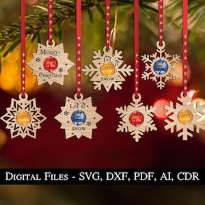 7 Weihnachten Schneeflocken Süßigkeiten süß Halter Ornament SVG Glowforge Laser Datei Bestseller Home Décor Hausdekoration digitaler Download
