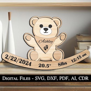 Beer baby aankondiging bord bord pasgeboren cadeau geboortecadeau SVG laser geweldige jongen meisje dierenhart Instant Download Glowforge
