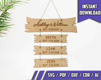 Familie houten bord lasergesneden SVG-bestanden housewarming cadeau woondecoratie
