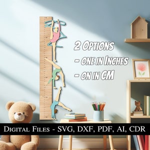 Règle de croissance des enfants de gymnastique SVG Laser Glowforge Puzzle bébé conseil cadeau signe garçon fille enfant mignon téléchargement immédiat Sport