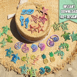 Orecchini estivi in legno, orecchini con oltre 40 disegni, orecchini a tema mare/oceano, file SVG tagliati al laser, download istantaneo, Glowforge, orecchini sotto il mare