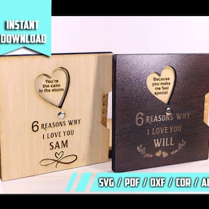 Reasons Why I Love You Gift Laser Cut SVG 5 Anniversary Valentine&#39;s Day Birthday