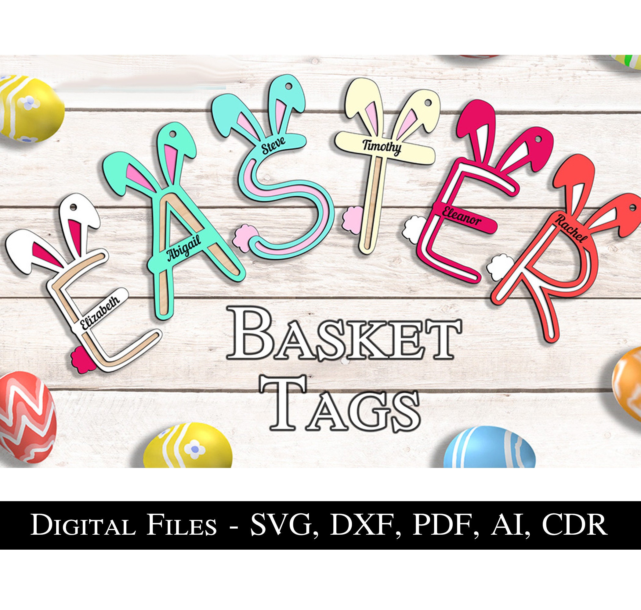 Over 150 Easter Basket Name Tag Cut Out Form Bunny Egg Carrot SVG ...