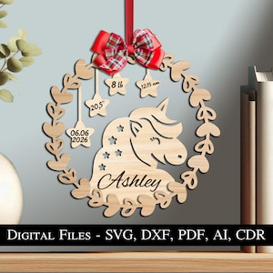 Letrero de anuncio de bebé unicornio, regalo para recién nacido, tablero de regalo de nacimiento SVG, corona láser para niño y niña, animal, corazón, descarga instantánea Glowforge US