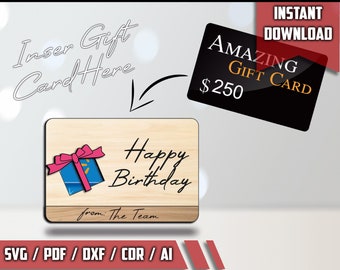Archivo cortado con láser SVG para porta tarjetas de regalo de cumpleaños