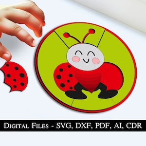 Marienkäfer Kind Puzzle Baby Spiel Kind spielen SVG Montessori Laser Spielzeug Geschenk Junge Mädchen Kinder Kinder niedlich Tier Sofort Download Glowforge Spielzeit