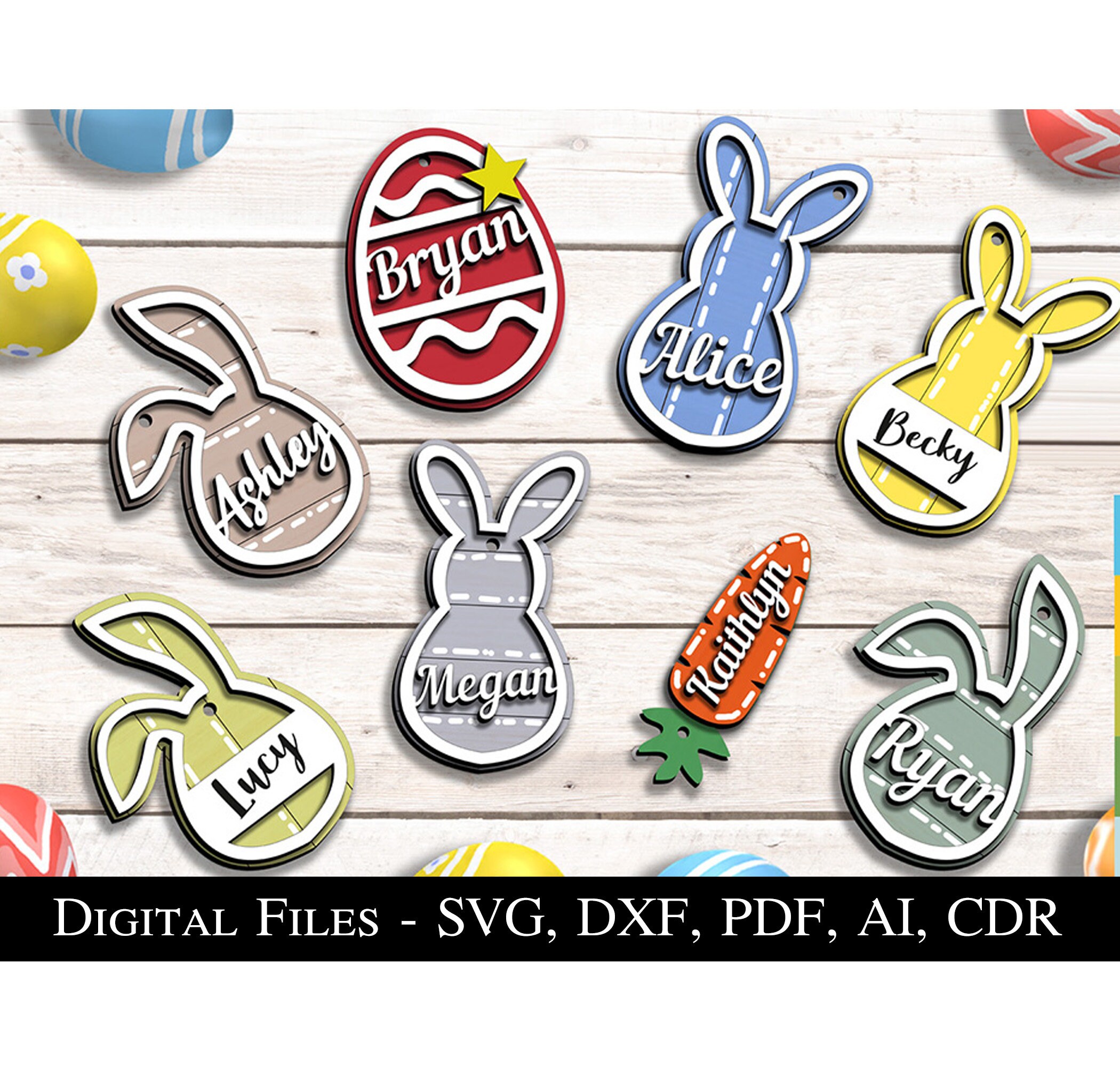 Over 150 Easter Basket Name Tag Cut Out Form Bunny Egg Carrot SVG ...