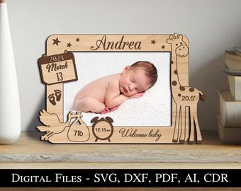 Newborn Baby Photo Frame Sing Board Gift SVG Laser Birth Amazing Boy Girl Present Keepsake Instant Download Glowforge United States