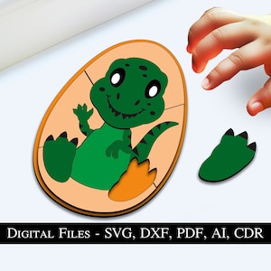 Dino Kind Puzzle Baby Spiel Kind spielen SVG Montessori Laser Spielzeug Geschenk Junge Mädchen Kinder Kinder Süß Tier Sofort Download Glowforge Spielzeit