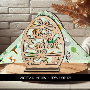 Ostern Urlaub Serviettenhalter Ei Blumen Band SVG Laser Urlaub Geschenk Haus Dekor SVG Festlichkeiten Dekoration Laser BestLaserSVG