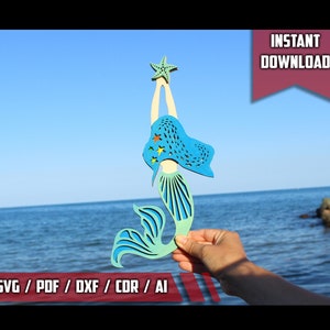 Mermaid 3D Layered Laser Cut SVG File ,SVG Laser-Ready Cut File - Instant download, Glowforge Cut File