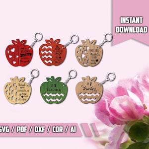 Ende des Schuljahres Geschenk, Lehrer Apple Schlüsselanhänger, Schlüsselanhänger Apple Charm Geschenk, Instant Download, Teach Love Inspire, Kindergärtnerin