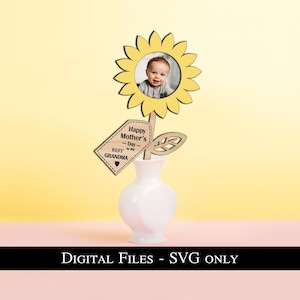 Muttertag Sonnenblume Fotorahmen Geschenk Baby Kind vorhanden SVG Blume Nachricht Beste Laser Cut Datei Digital Download Home Dekor Hausdekoration