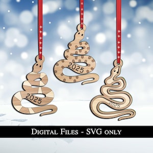 Enfeite de cobra de Natal Ano Novo Chinês 2025 Cabide SVG Glowforge Laser Bestseller Decoração para casa Decoração para casa Lightburn Download digital