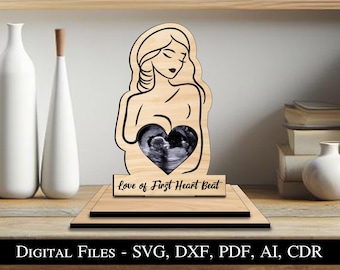 Ultraschall Baby Bilderrahmen SVG Datei Schwangerschaft Ankündigung Geschenk Sonogramm Geburtstafel Junge Mädchen