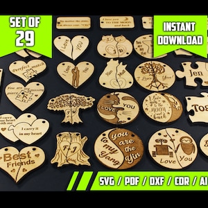 Portachiavi personalizzato per San Valentino, file SVG pronto per il taglio laser - DOWNLOAD IMMEDIATO, portachiavi personalizzato per coppia, regalo di San Valentino per coppia