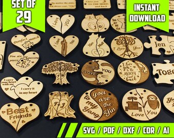 Personalized Valentine's Keychain SVG Laser Cut File (Instant Download)