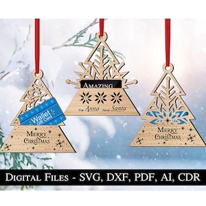 Ornamento porta soldi regalo albero di Natale personalizzato SVG Glowforge File laser Bestseller Arredamento per la casa Decorazione per la casa Download digitale