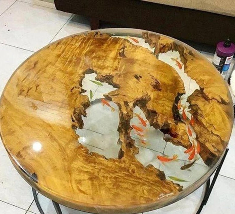Clear Resin Epoxy Coffee Table / Round Handmade Dining Table Etsy