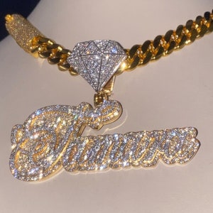 Real Moissanite Diamonds Women Layered Name Pendant, Without Chain, Custom Name, Letter, Real Solid 925 Silver, 14k Yellow Gold Plated