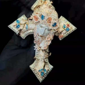Jesus Cross Iced Out Hip Hop Pendant | Hidden Knife | Chunky Moissanite pendant | Swarovski Crystal | 925 Silver | Custom Moissanite Jewelry