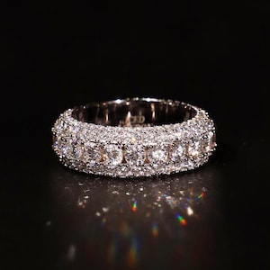 Iced Out Pinky Finger Band Ring for Men with VVS Clarity Moissanite Diamonds – Passes Diamond Test