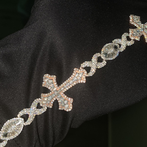 Pulsera cruzada de diamantes VVS1, diamante moissanita baguette de calidad VVS1, aprobado por el probador de diamantes, plata de ley 925 de alta calidad, 18-23 cm