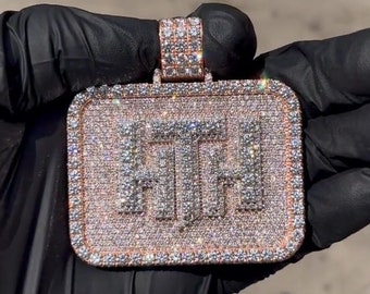 Custom made Iced Out Hip Hop Pendant | Chunky Moissanite pendant | 925 Silver / 10K Gold | Custom Handmade Moissanite Jewelry