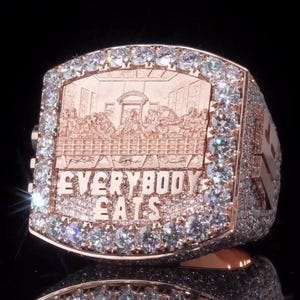 Custom Iced Out Championship Ring, 925 Sterling Silver & VVS Moissanite, Personalized Hip Hop Bling Ring, Men's Statement Jewelry